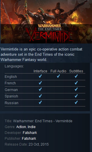 Warhammer: End Times - Vermintide Steam - Click Image to Close